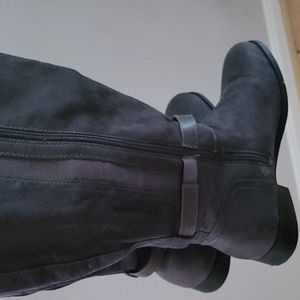 Gray Wide Calf Boots